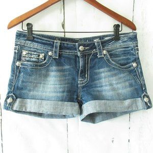 Miss Me Jeans Shorts Cuffed Distressed Embroidered